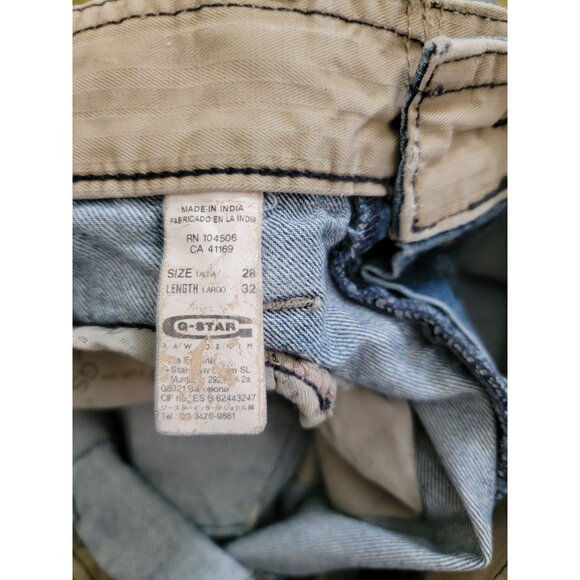 Vintage G-Star Raw 3301 Blue Denim Straight Leg Distressed Jeans Sz 28x32 - Picture 10 of 11